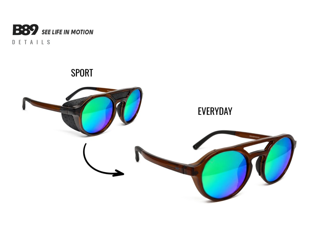 LIVIGNO two styles: sport with side shields, lifestyle with open-bridge spare nose pads